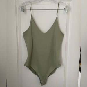 Light green spaghetti strap bodysuit